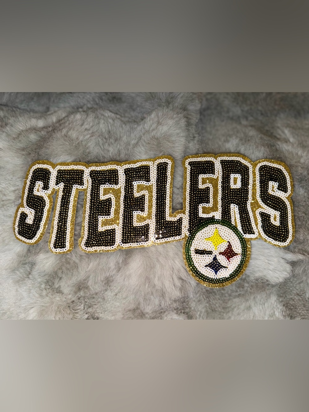 Large NFL Pittsburgh Steelers Embellished Sequin Iron Patch 10”x5”